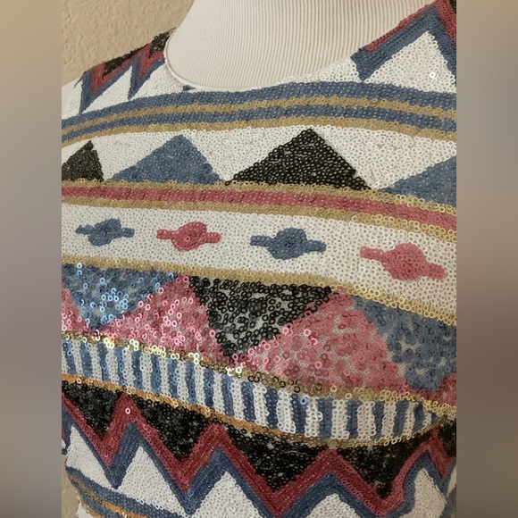 Sequins covered crop top and mini skirt 2 piece set party wear - Picture 3 of 10